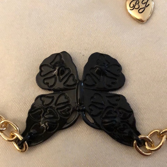 Betsey Johnson Gold Tone Black Butterfly Pendant Necklace Multi Colored Crystal - Picture 12 of 16